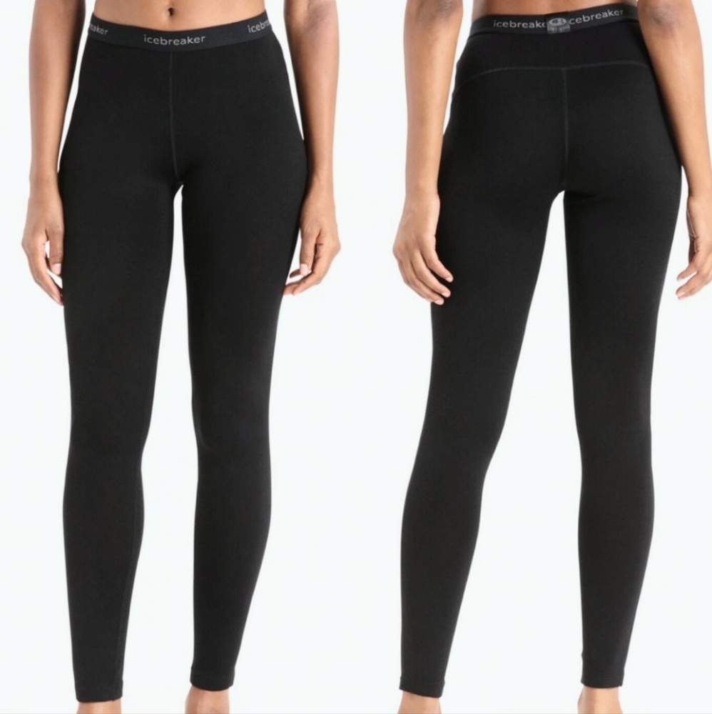 Icebreaker Merino Wool Bodyfit 260 Womens M Leggings Black Baselayer